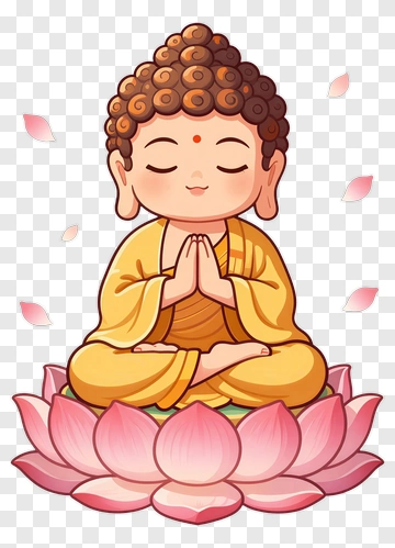 Cartoon Buddha Sitting On A Lotus Flower PNG