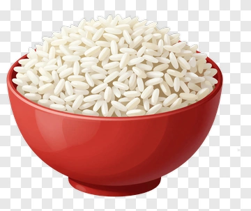Red Bowl Filled With White Rice PNG