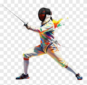 Colorful Fencer In Action PNG