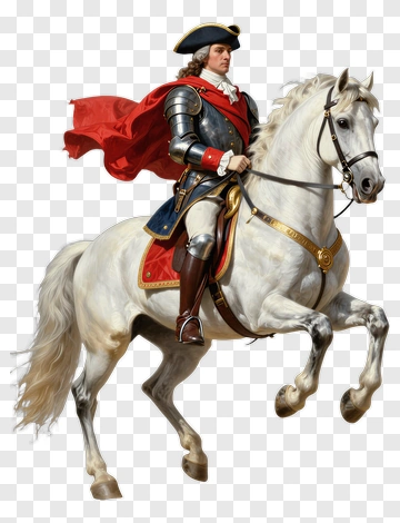 Horseman In Historical Armor Riding A White Horse PNG