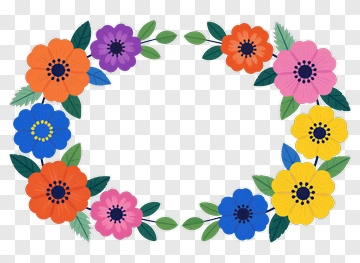 Colorful Floral Wreath PNG