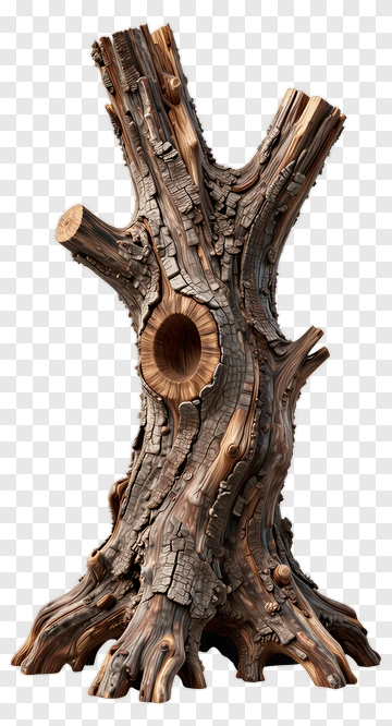 Detailed Tree Trunk With Hollow Center PNG