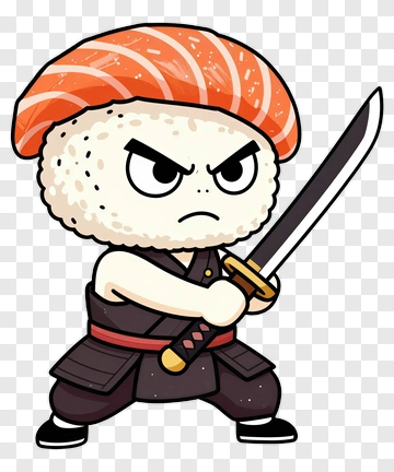 Sushi Character Holding A Sword PNG