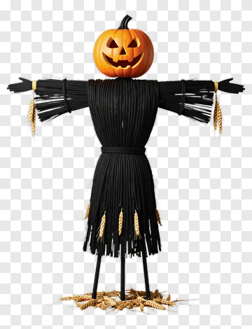 Halloween Scarecrow With Pumpkin Head PNG