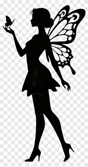 Silhouette Fairy With Butterfly Wings PNG