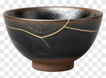 Kintsugi Bowl With Gold Repair PNG