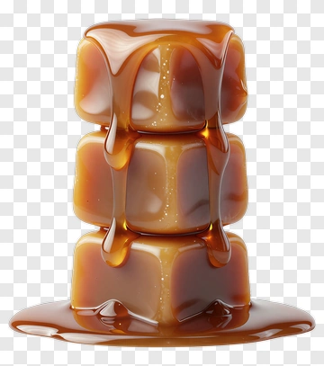 Caramel Sauce Poured Over Stacked Cubes PNG