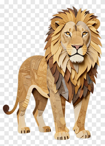 Wooden Lion Sculpture PNG