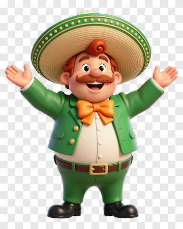Cartoon Mexican Man Wearing A Sombrero PNG