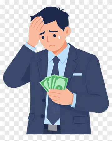 Worried Businessman Holding Money PNG