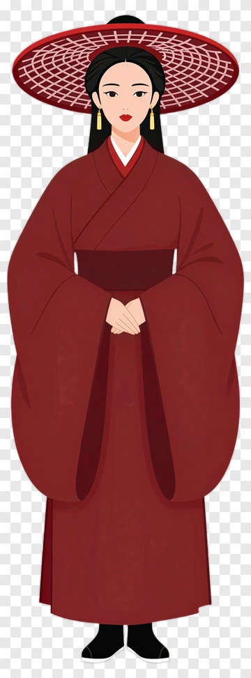 Traditional Japanese Woman In Kimono PNG