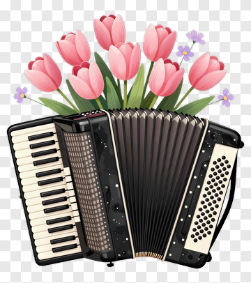 Accordion With Pink Tulips PNG