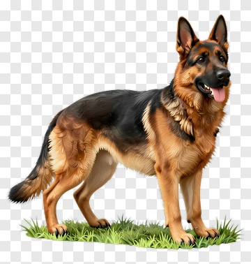 German Shepherd Dog Standing On Grass PNG
