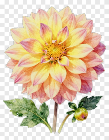 Colorful Flower With Leaves PNG