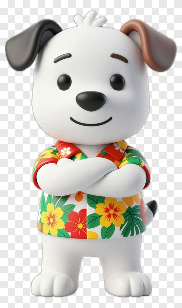 Cartoon Dog In Hawaiian Shirt PNG