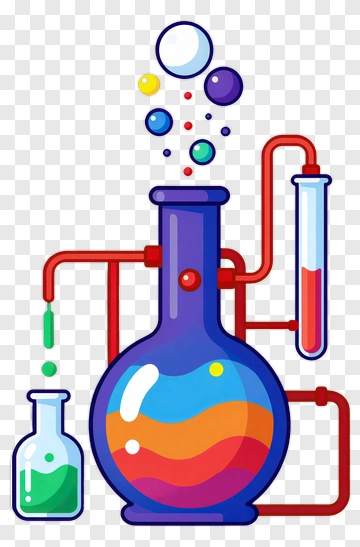 Colorful Laboratory Flask With Bubbling Liquids PNG