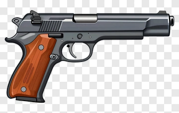 Handgun With Wooden Grip PNG