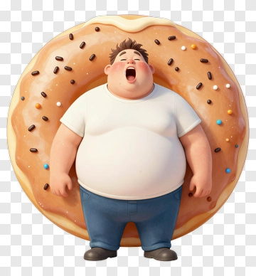 Cartoon Boy With A Giant Donut PNG