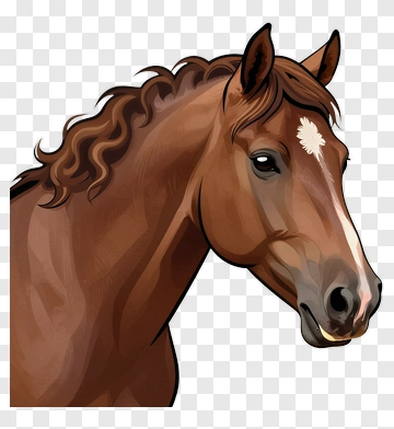 Realistic Brown Horse Head Portrait PNG