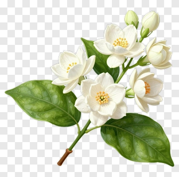 White Jasmine Flower Branch PNG