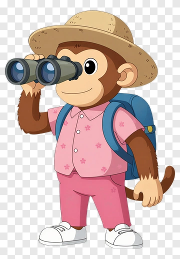 Curious Monkey With Binoculars PNG