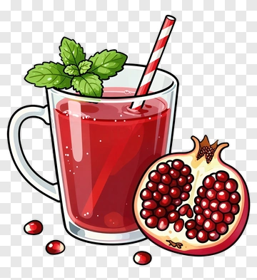 Pomegranate Juice In A Glass With Mint PNG
