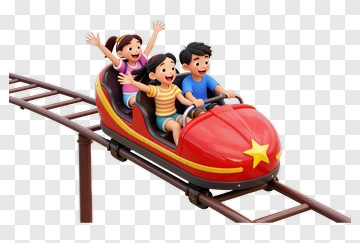 Cartoon Family On A Roller Coaster PNG