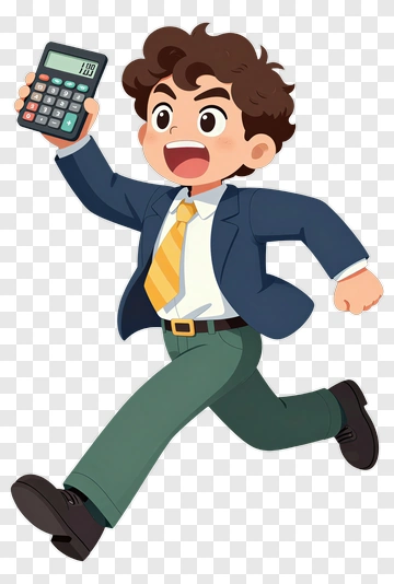 Cartoon Boy Running With A Calculator PNG