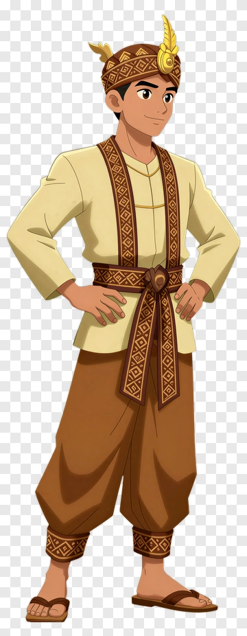 Cartoon Boy Wearing Traditional Clothing PNG