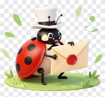Cartoon Ladybug Holding An Envelope PNG