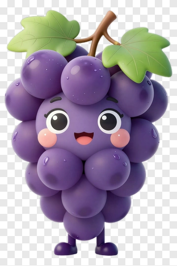 Cartoon Grape Character PNG