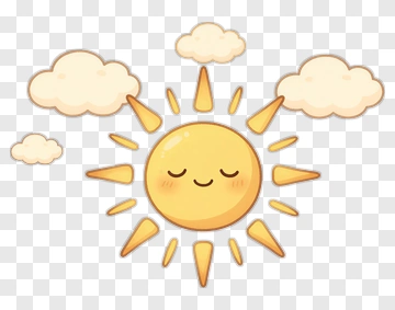 Cartoon Sun With Clouds PNG