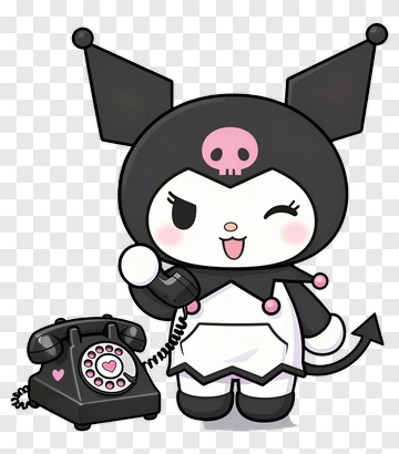 Kawaii Character Holding A Telephone PNG