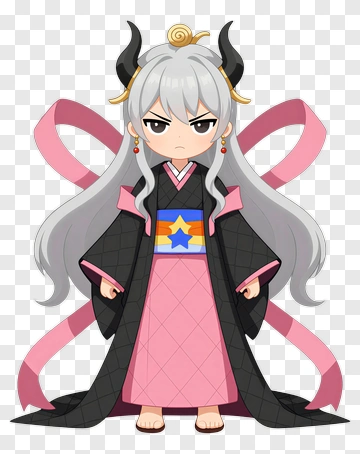 Chibi Character In Traditional Kimono PNG