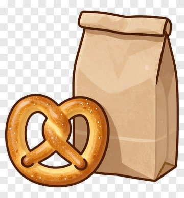 Pretzel Next To A Paper Bag PNG