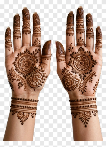 Henna Design On Hands PNG