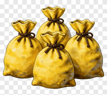 Four Yellow Money Bags PNG