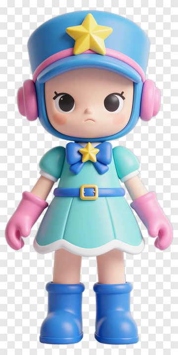 3D Cartoon Character In Blue And Pink Outfit PNG