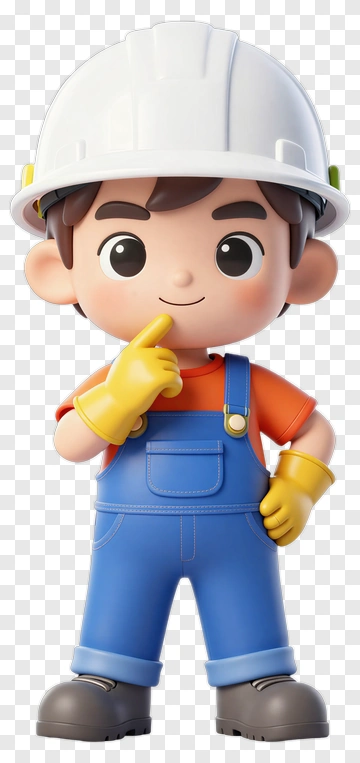 Cartoon Construction Worker Thinking PNG