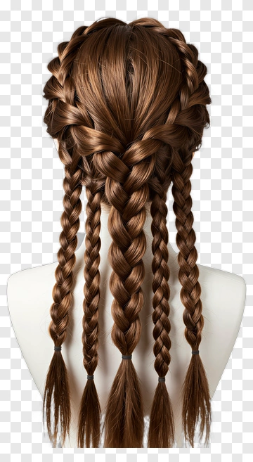 Braided Hair Style With Multiple Plaits PNG