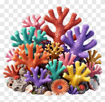 Colorful Coral Reef Composition PNG