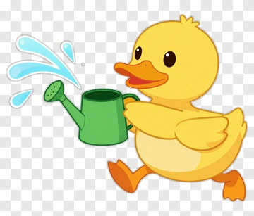 Cartoon Duck Holding A Watering Can PNG