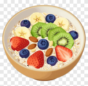 Bowl Of Oatmeal With Fresh Fruit PNG