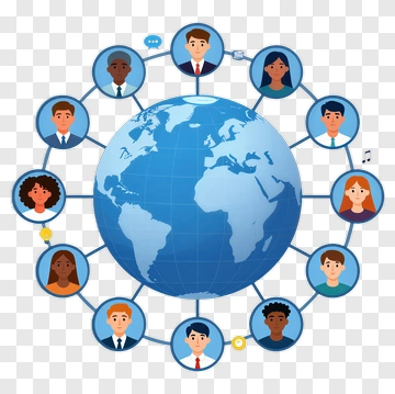 Business Team Communicating Around A Globe PNG
