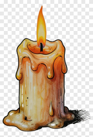 Melting Candle With Flame PNG