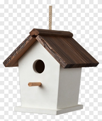 Wooden Birdhouse With Brown Roof PNG