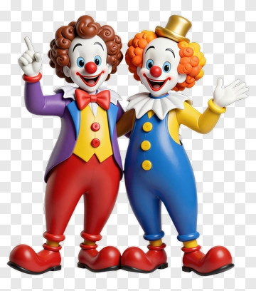 Cartoon Clowns Smiling Together PNG
