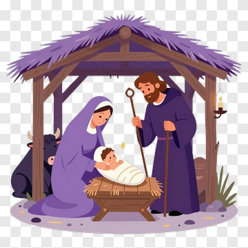 Nativity Scene With Mary, Joseph, And Baby Jesus PNG
