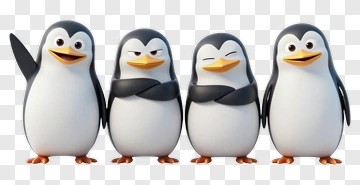 Cartoon Penguins Group PNG