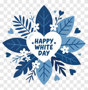 Happy White Day Floral Design PNG